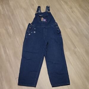 Disney Store Womens L Vintage Bib Overalls‎ Eeyore Winnie The Pooh Denim Winter